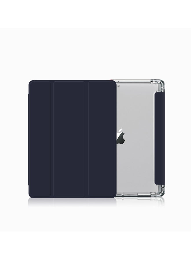For Ipadpro11 Silicone Anti-fall Case Mini6 Transparent Pen Slot Flat 10.2 Protective Cover-Color:Deep Sea Blue-Applicable Model:Ipad 10th Generation (10.9inch)